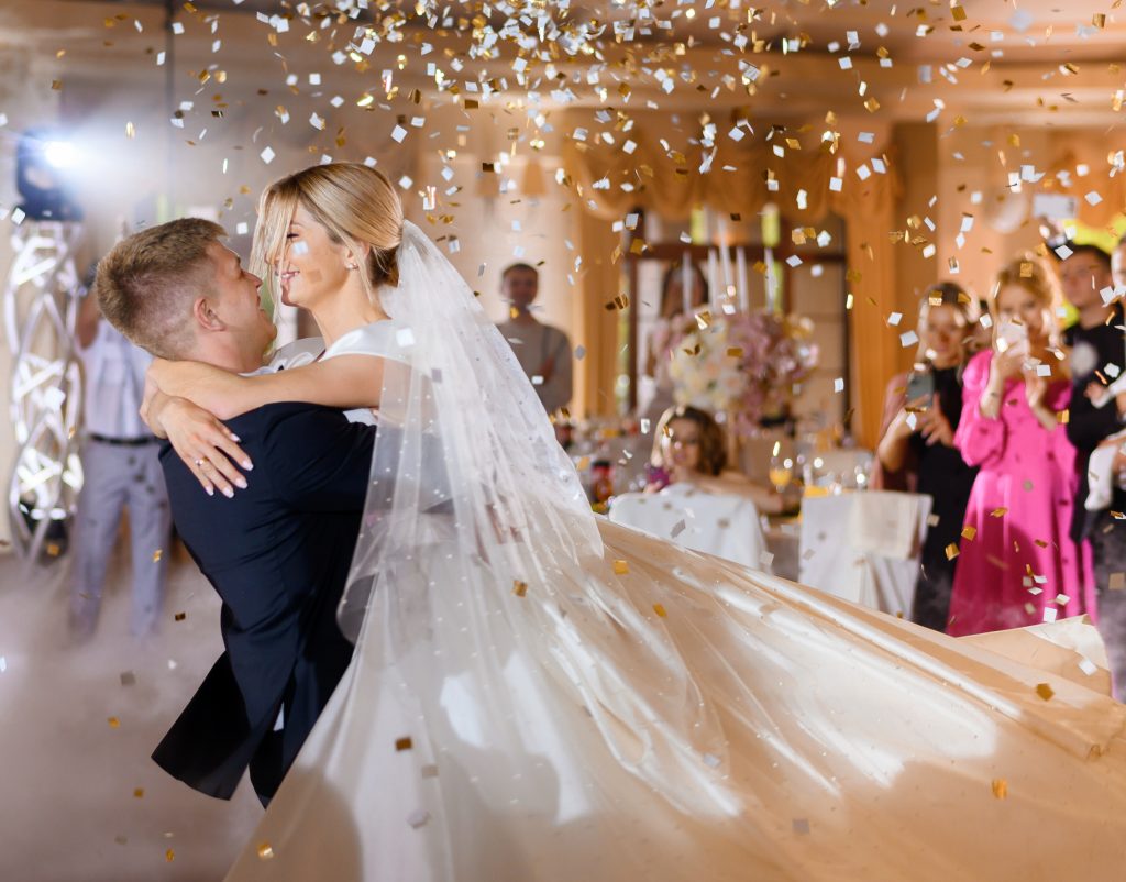 CareToDance Private & Group Dance Classes and Lessons in Sydney NSW Bride Couple Waving While Dacning With Confetti