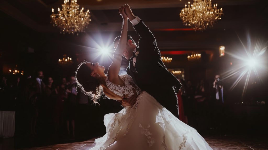 CareToDance Private & Group Dance Classes and Lessons in Sydney NSW Elegant Couple Dancing During Romantic Wedding Reception Under Chandeliers